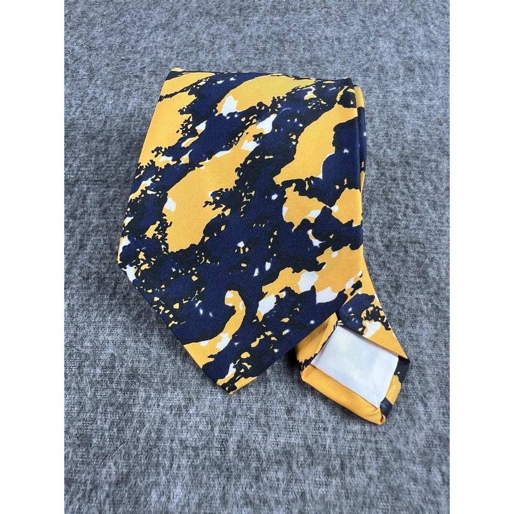 Vintage Superba Tie Mens One‎ Size Yellow Blue Camouflage Polyester Necktie